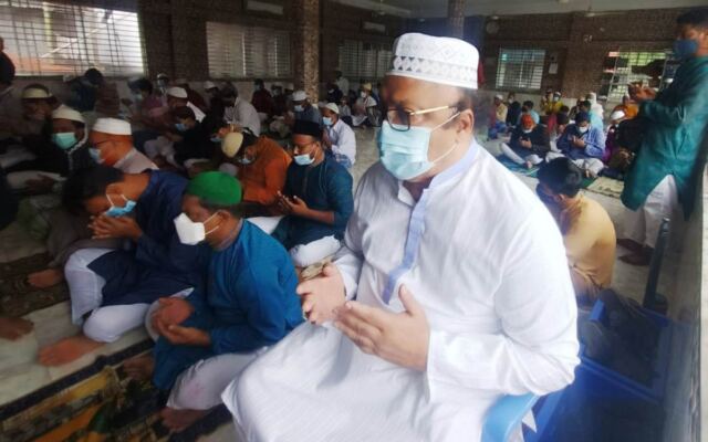 Eid al-Adha congregation praying in Rajshahi, Bangladesh